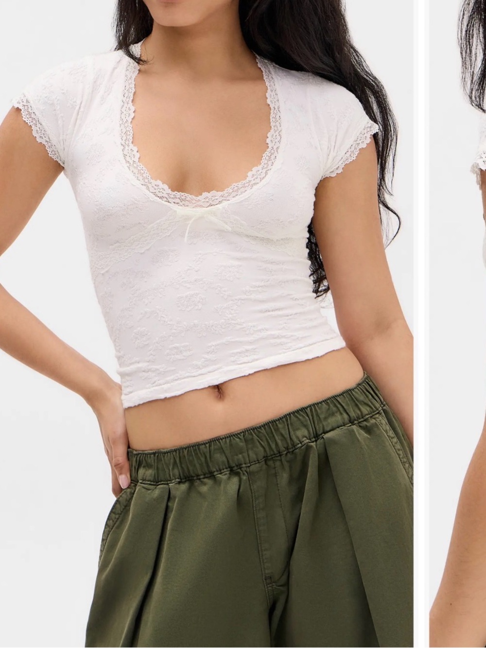 NWT BDG Urban Outfitters Bella Lace Trim Crop T-Shirt